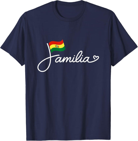 Bolivia Familia - Bolivian Flag Family Heritage Word Art T-Shirt - T-Shirt | Navy