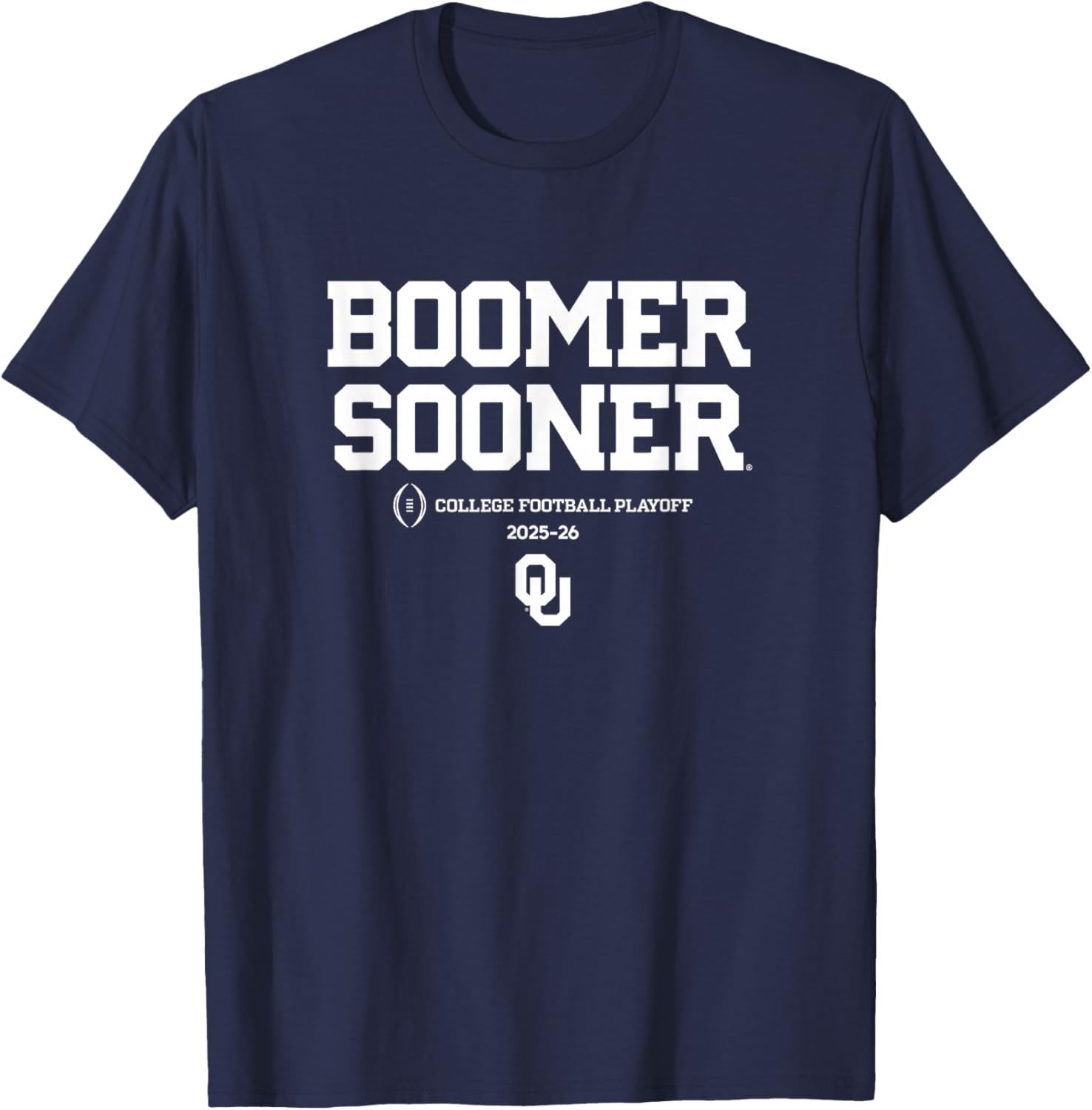 Oklahoma Sooners College Football Playoff Boomer Sooner Text T-Shirt - T-Shirt | Navy
