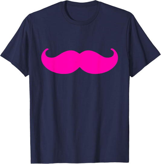 2000s Mustache Pink T-Shirt - T-Shirt | Navy