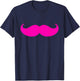 2000s Mustache Pink T-Shirt - T-Shirt | Navy