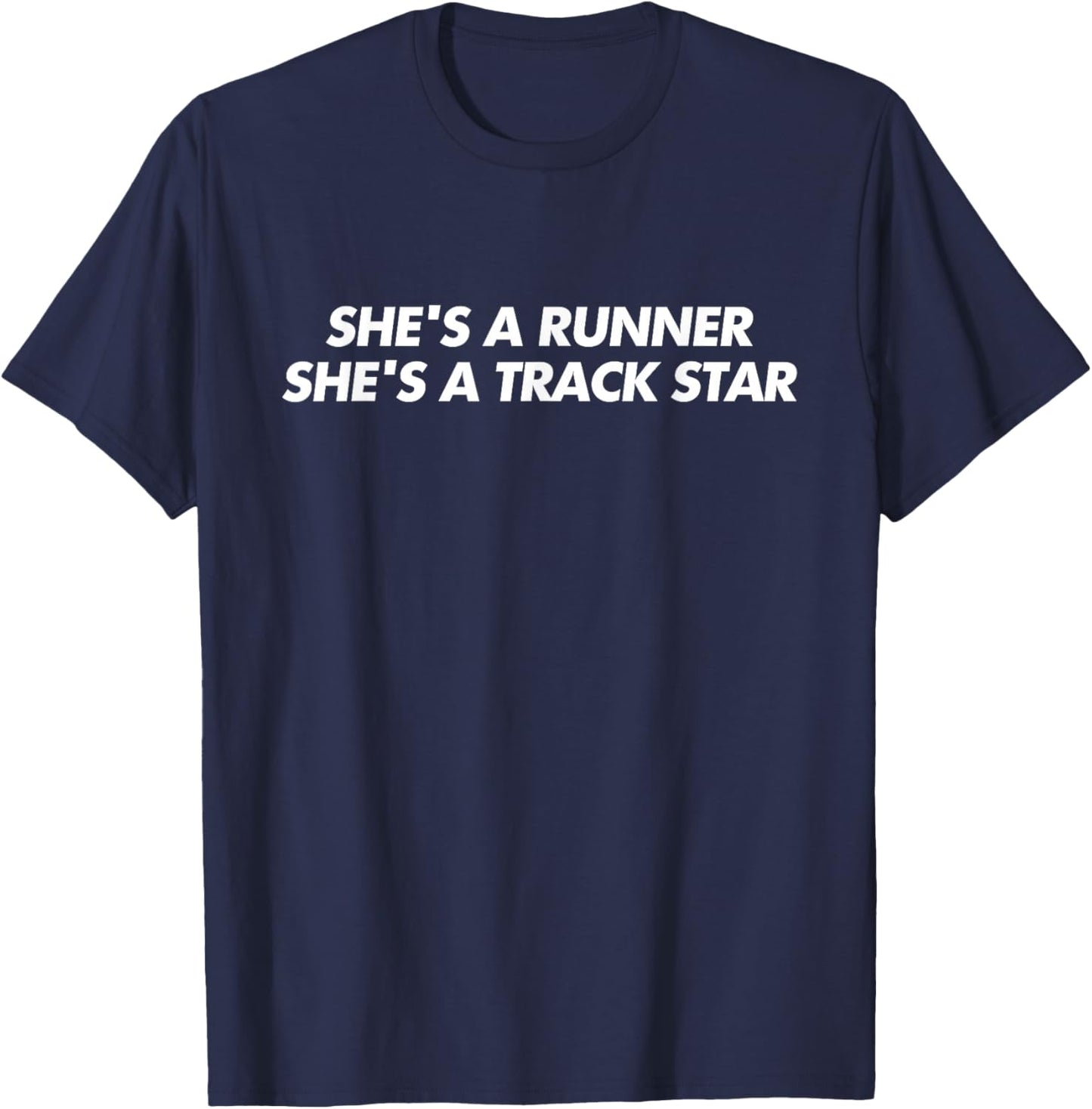 She's A Runner She's A Track Star Shirt Y2K Aesthetic T-Shirt - T-Shirt | Navy