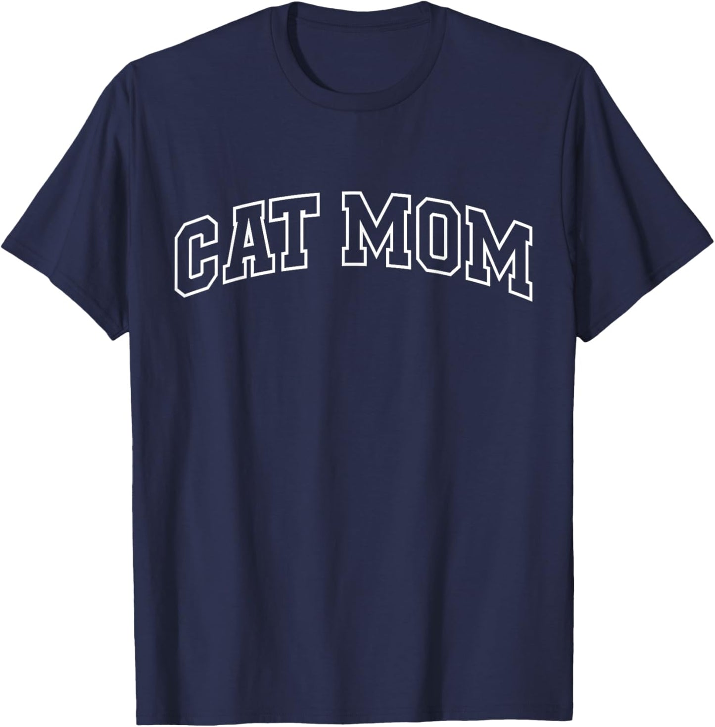 Cat Mom Funny Athletic Lettering Pet Owner Mama T-Shirt - T-Shirt | Navy