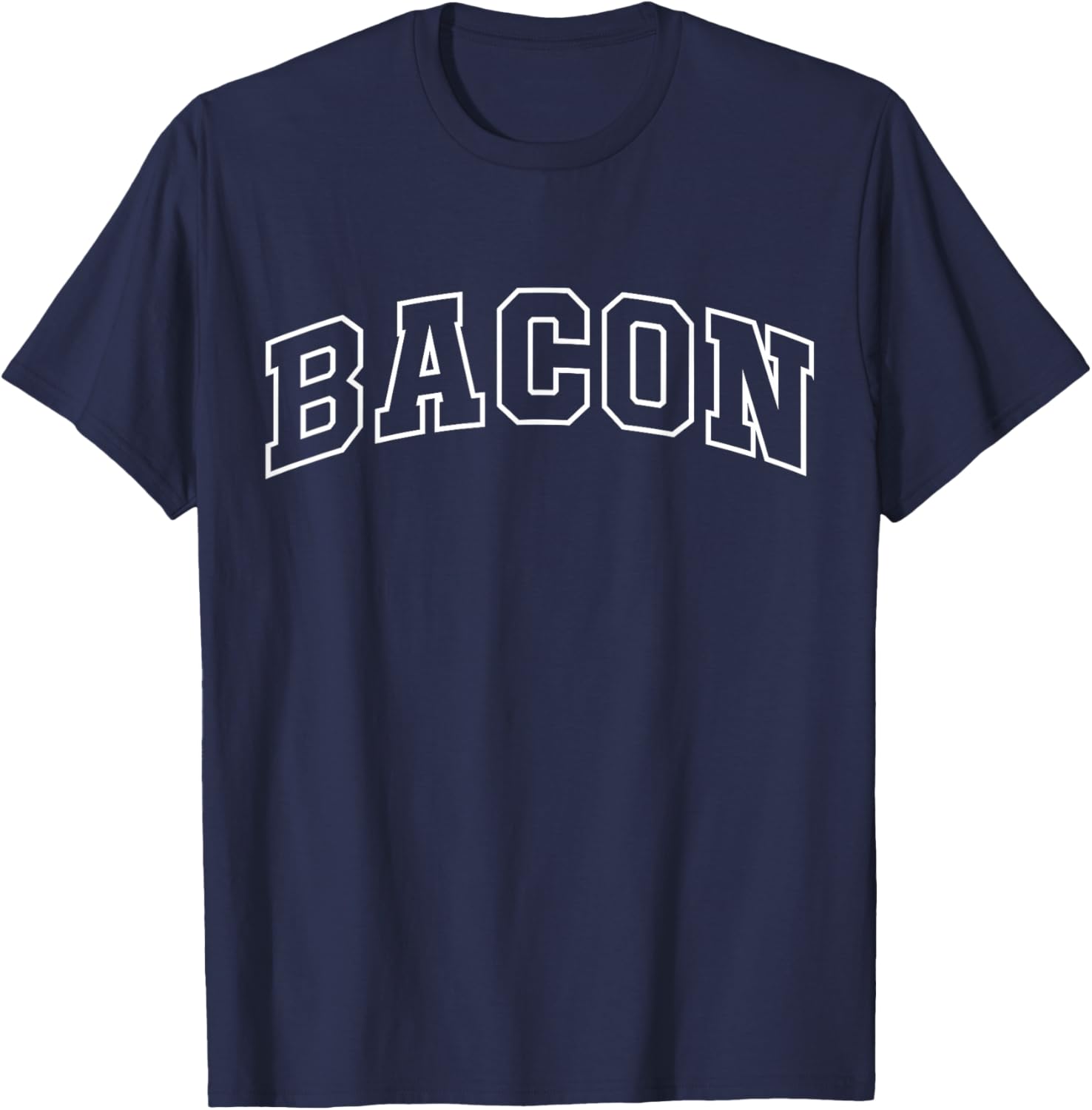 Bacon Funny Athletic Lettering Costume Meat Lover T-Shirt - T-Shirt | Navy