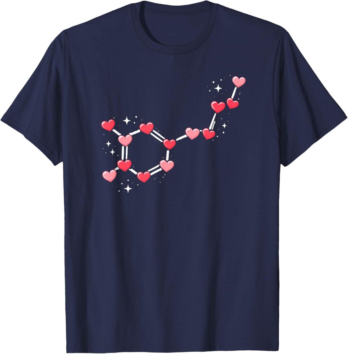 Serotonin Molecule Heart Chemistry Science Valentine's Day T-Shirt - T-Shirt | Navy