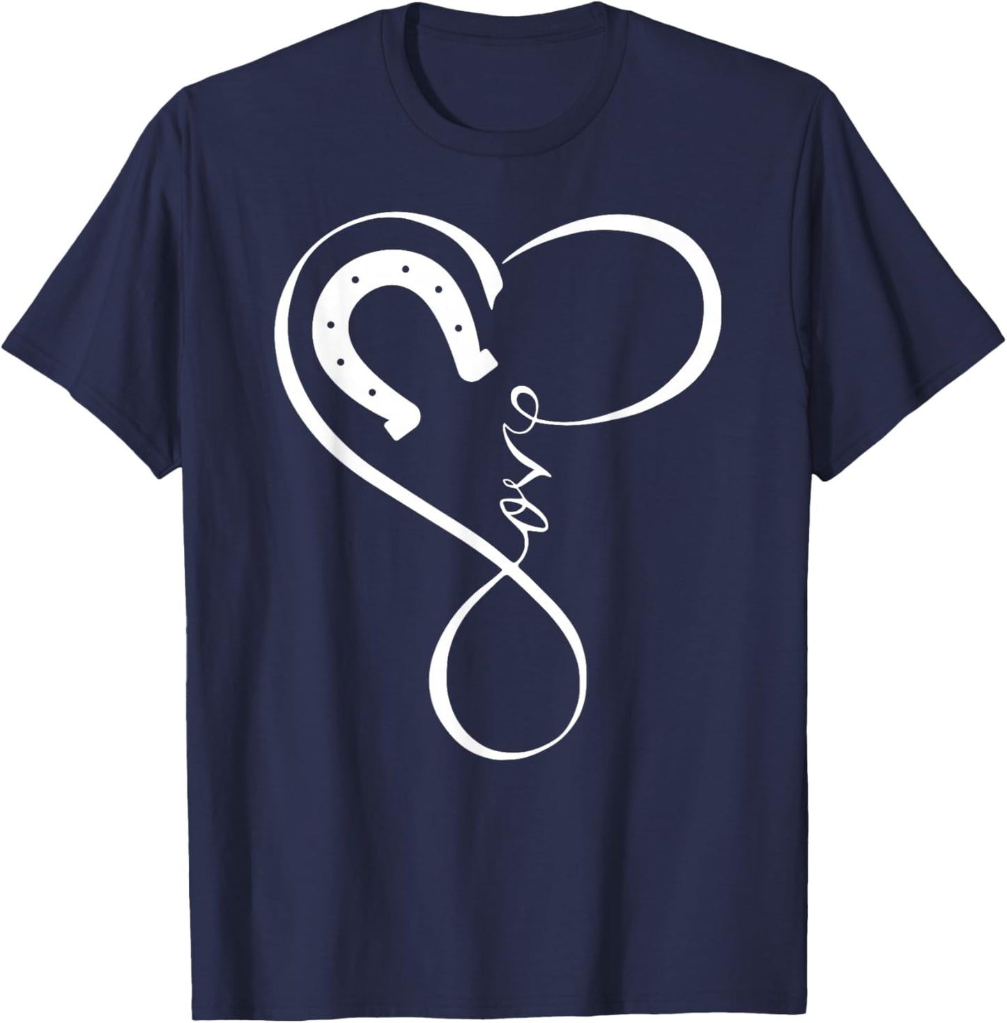 Horse Lover Heart Horseshoe Love Horses Girls T-Shirt - T-Shirt | Navy