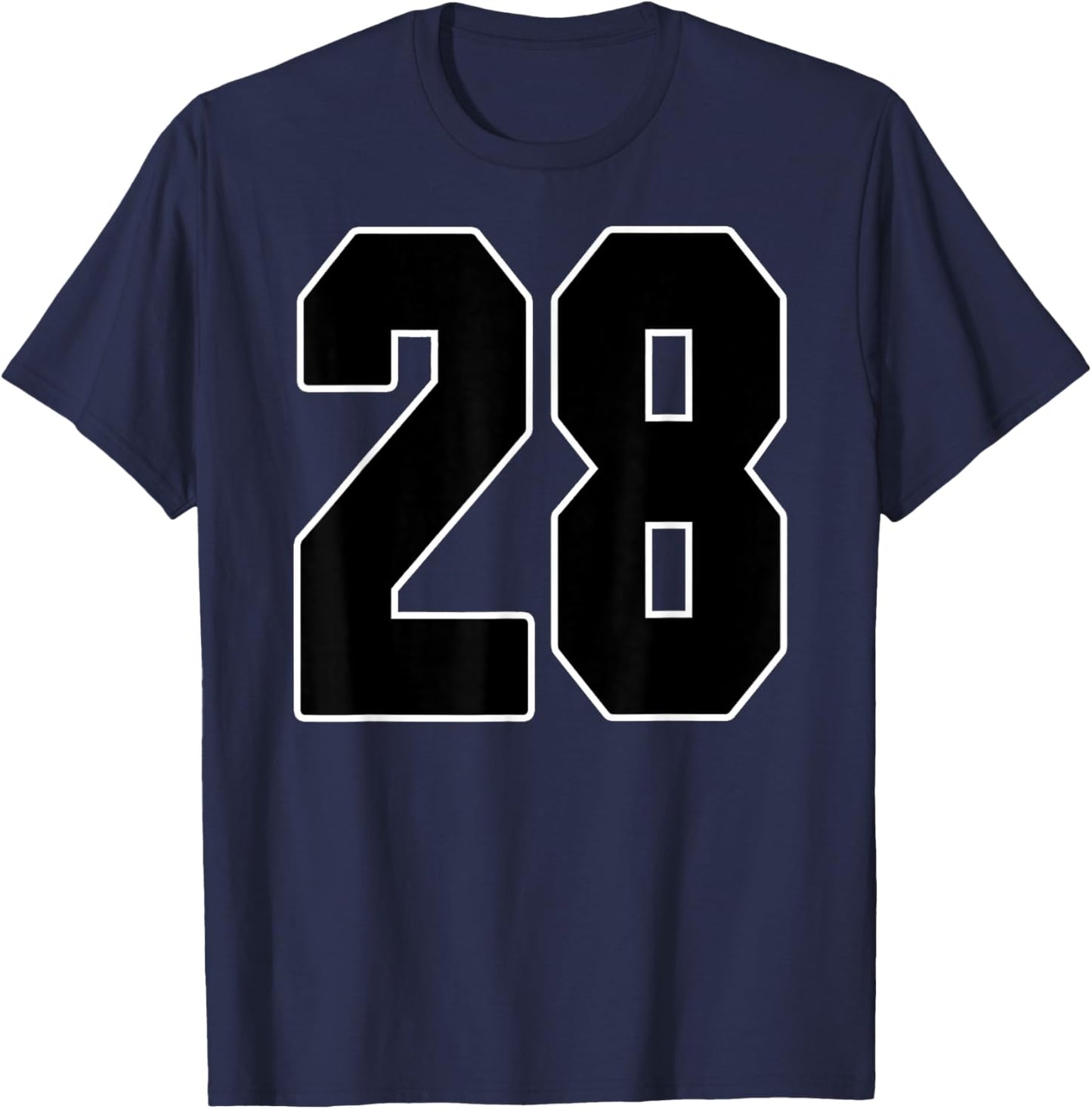 Big #28 Jersey Number 28 Uniform Biggest Fan Favorite Player T-Shirt - T-Shirt | Navy