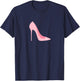 Pink Stiletto High Heel Fashion Lover Minimalist Design T-Shirt - T-Shirt | Navy