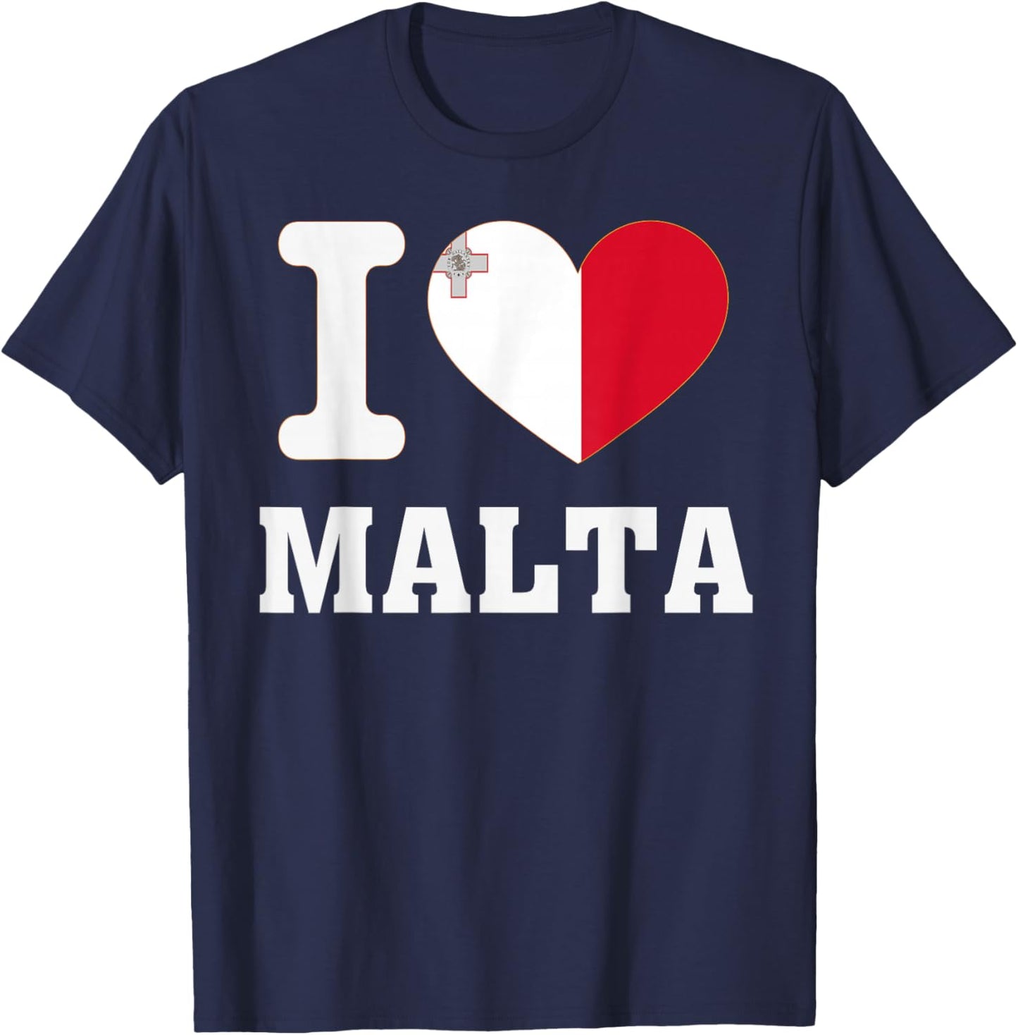 I Love Malta Heart Souvenir Lovers Pride Travel T-Shirt - T-Shirt | Navy