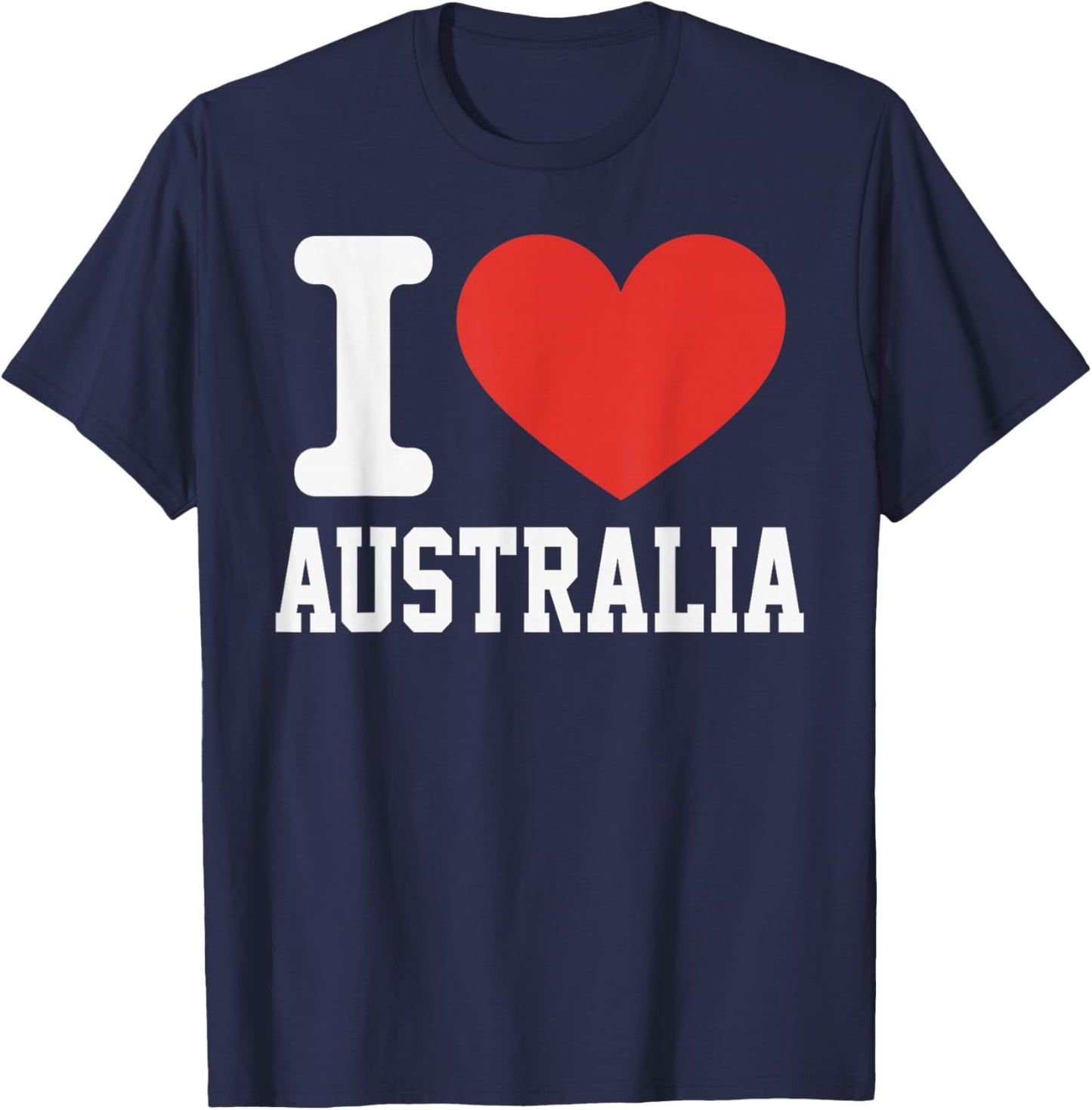 I Love Australia Heart Souvenir Lovers Pride Travel T-Shirt - T-Shirt | Navy
