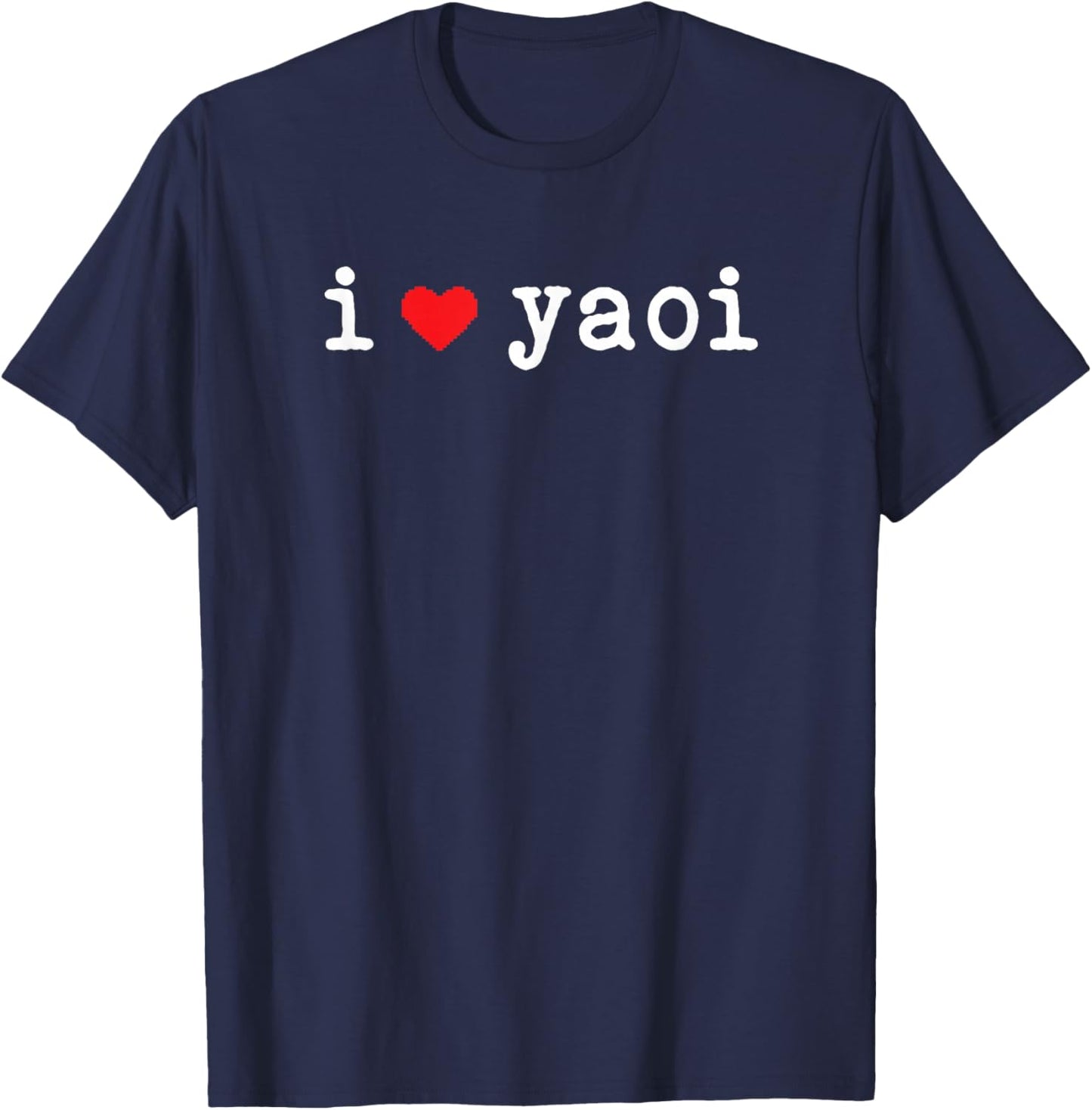 I Love Yaoi Funny Love Red Heart Minimalist T-Shirt - T-Shirt | Navy