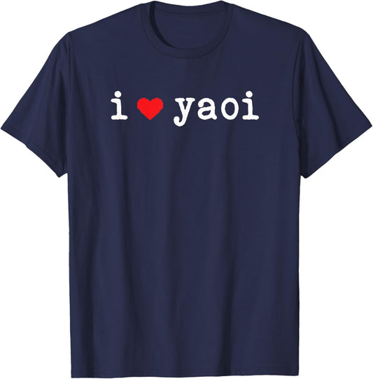I Love Yaoi Funny Love Red Heart Minimalist T-Shirt - T-Shirt | Navy