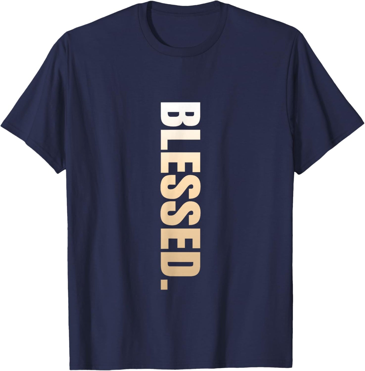 Tan Blessed Vertical Tan Color Graphic T-Shirt - T-Shirt | Navy