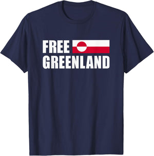 Free Greenland Country Men Women Kalaallit Flag Greenlanders T-Shirt - T-Shirt | Navy