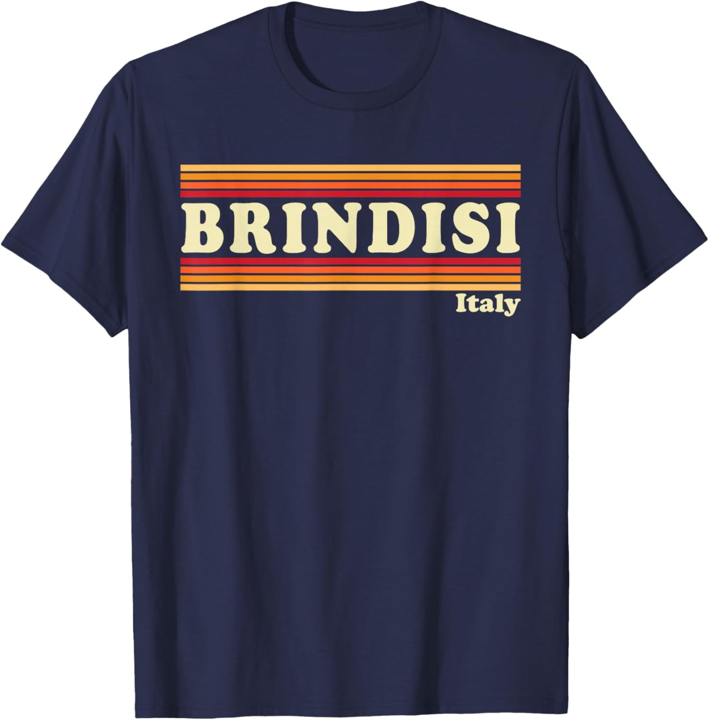 Vintage 80s Brindisi Italy Retro Graphic T-Shirt - T-Shirt | Navy