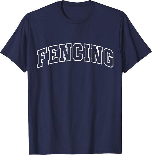 Fencing Funny Athletic Lettering Fencer Coach T-Shirt - T-Shirt | Navy