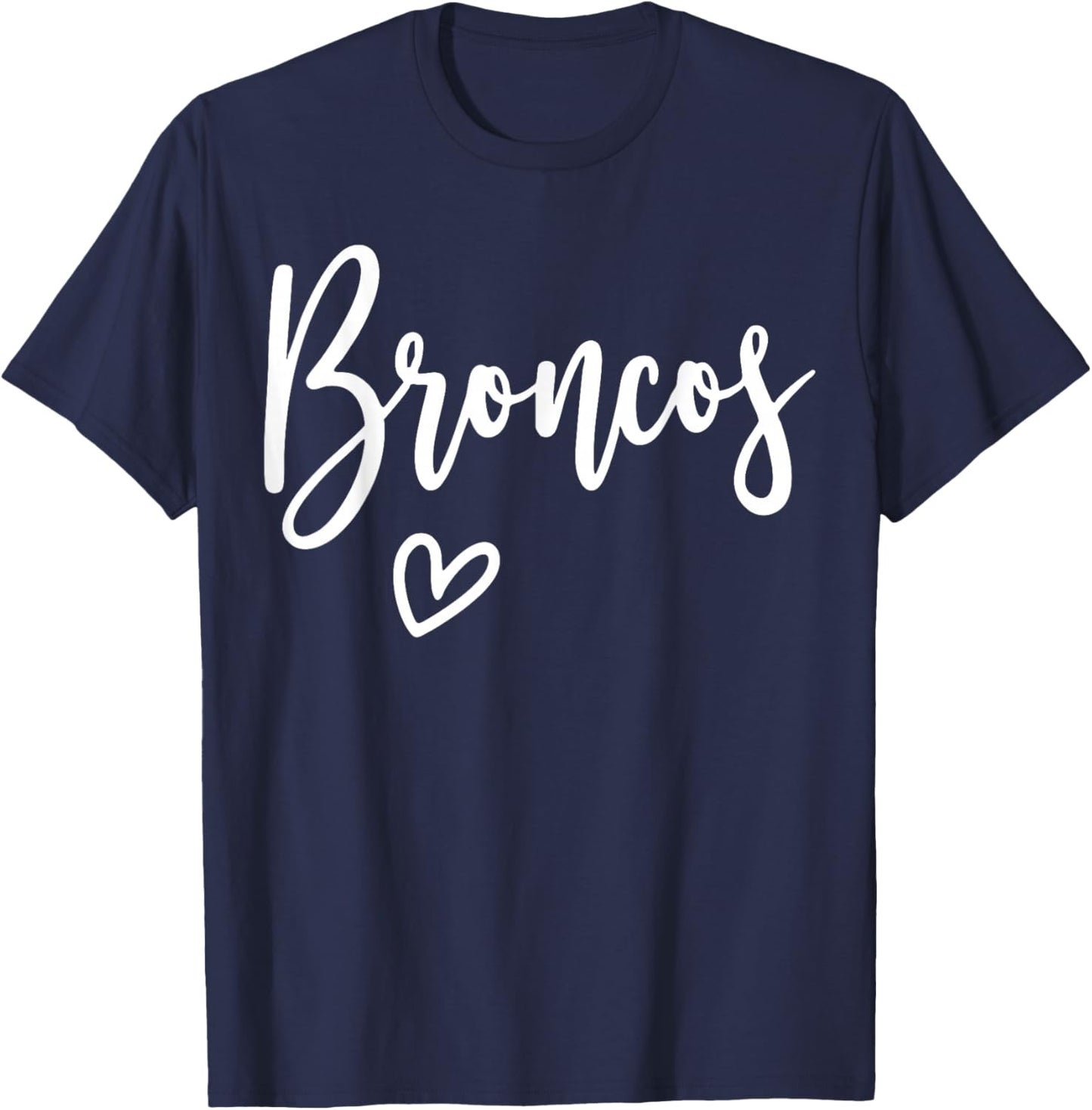 Vintage Broncos Last Name Heart Gift Women Kids T-Shirt - T-Shirt | Navy