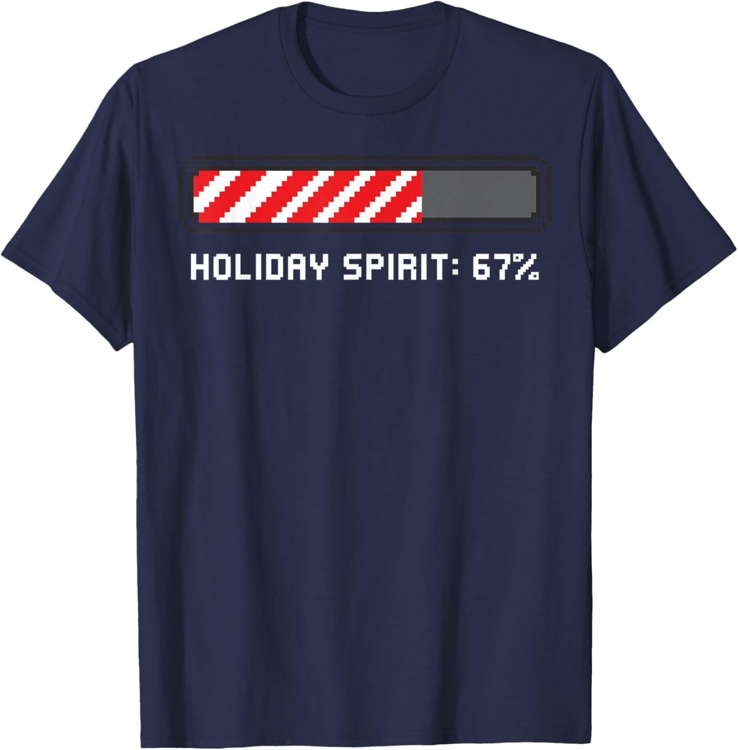 Funny Christmas Loading Bar 67 Candy Cane T-Shirt - T-Shirt | Navy