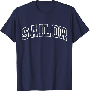 Sailor Funny Athletic Lettering Sailing Gifts Men Women T-Shirt - T-Shirt | Navy