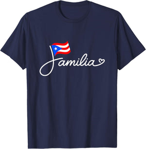Puerto Rico Familia - Puerto Rican Flag Family Word Art T-Shirt - T-Shirt | Navy