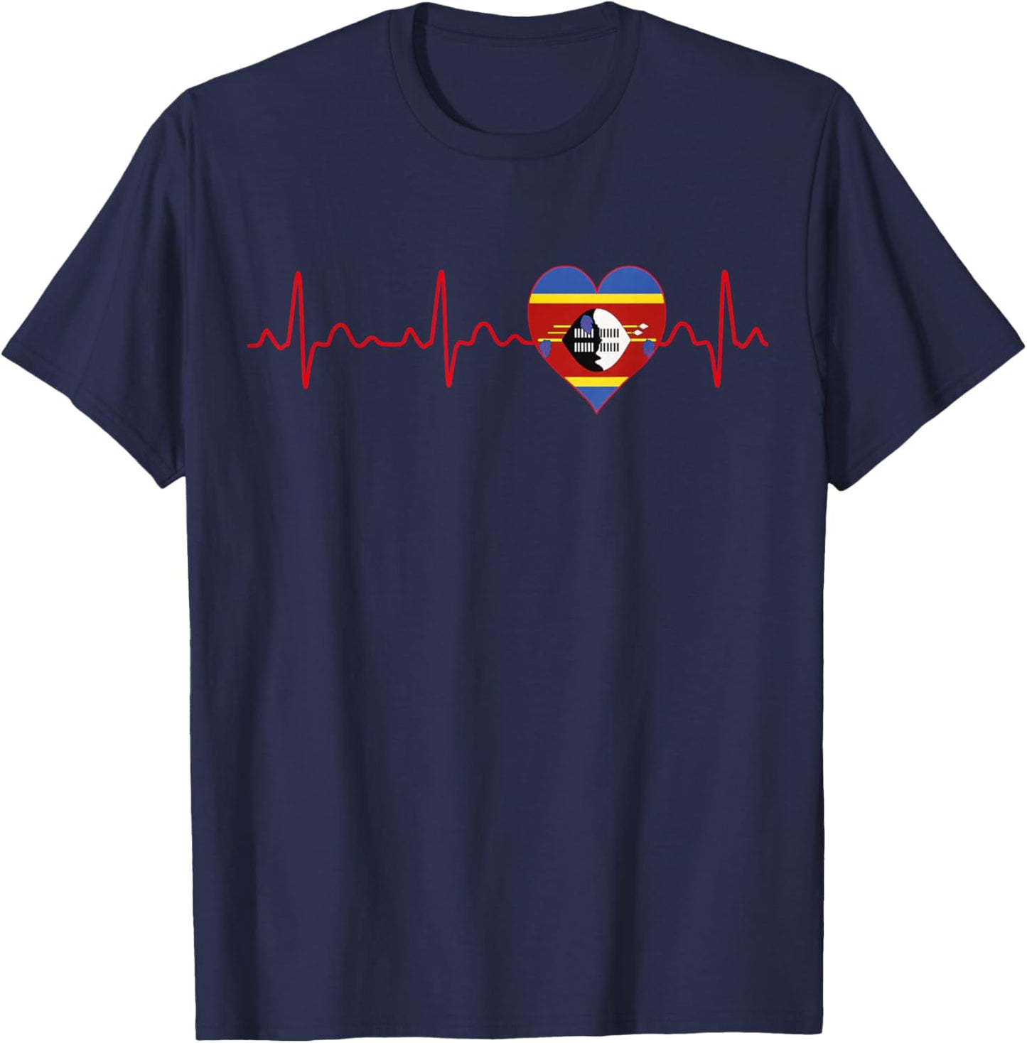 ESWATINI Flag Heartbeat EKG Patriotic National Souvenir T-Shirt - T-Shirt | Navy