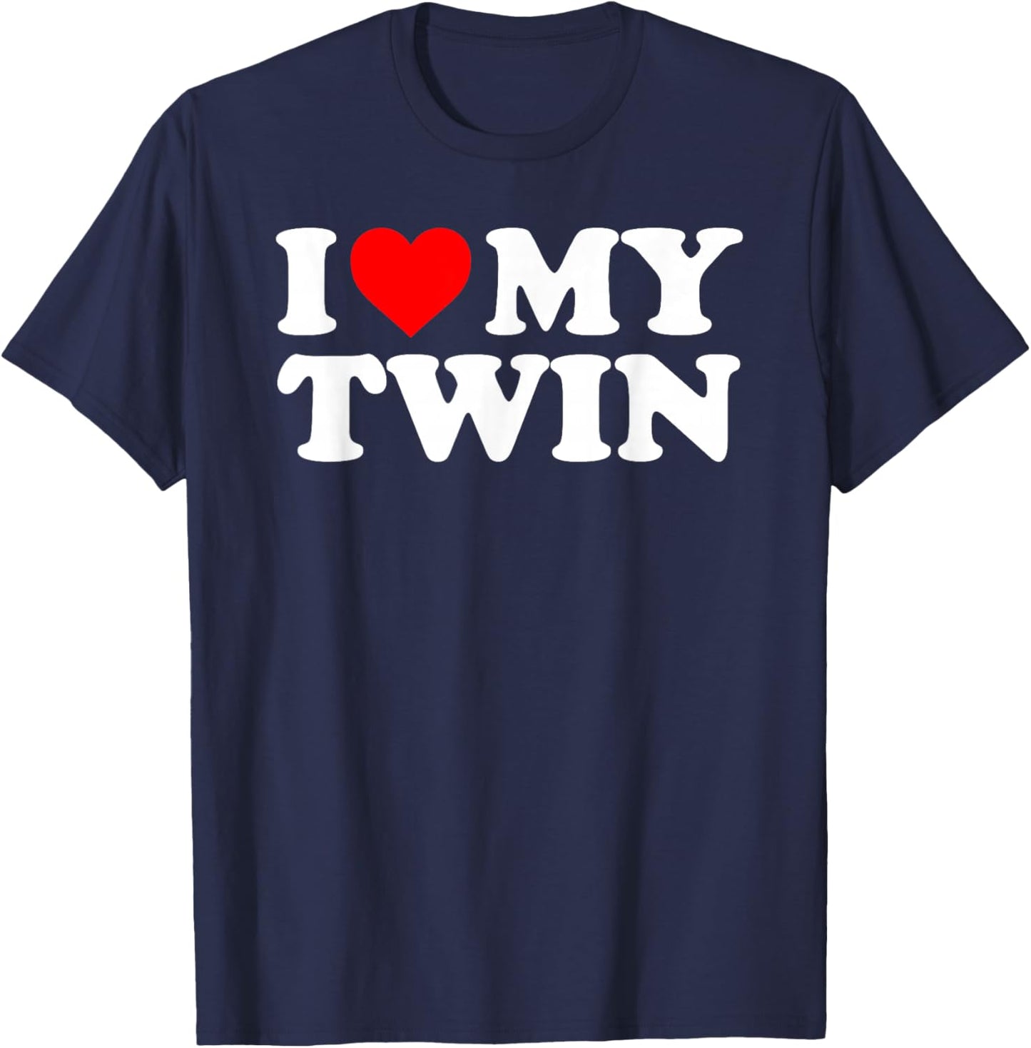 I Love My Twin - Red Heart T-Shirt - T-Shirt | Navy