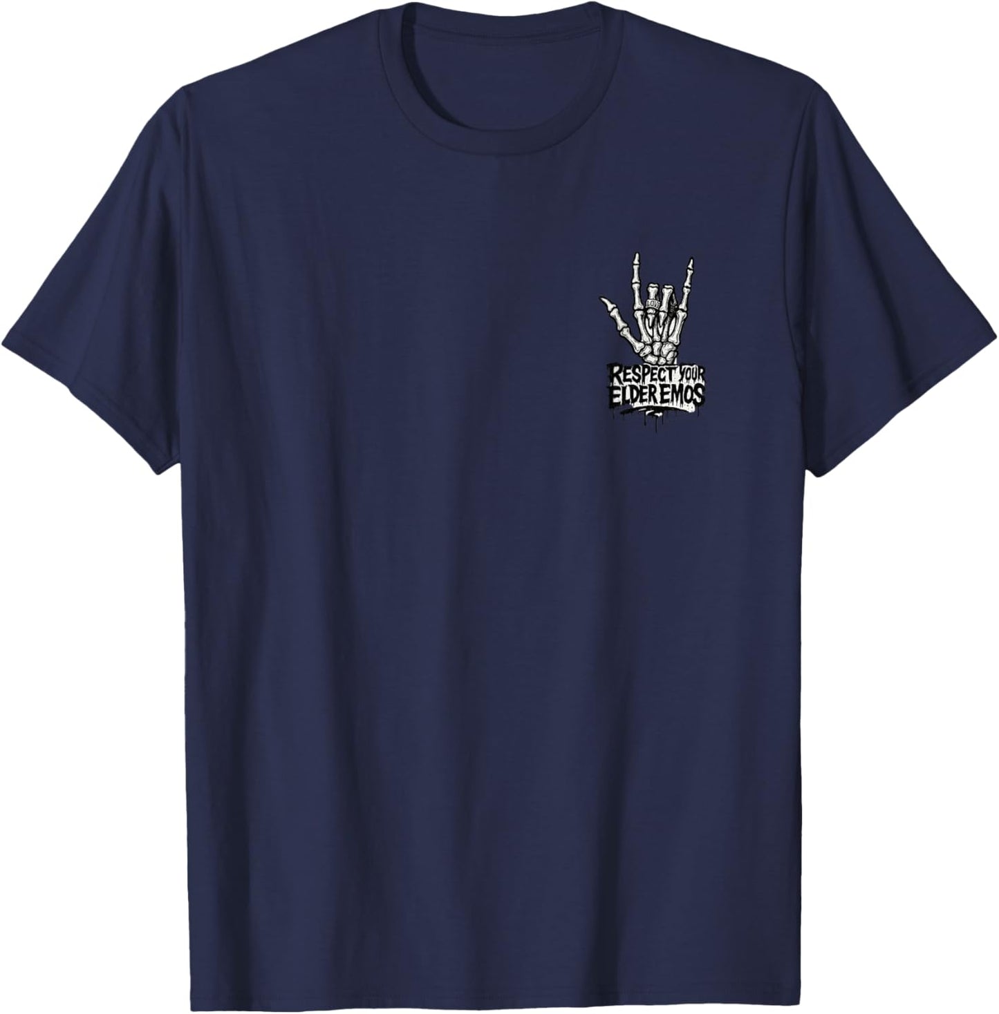 Vintage Respect Your Elder Emos Cool Classic Skelton Love T-Shirt - T-Shirt | Navy