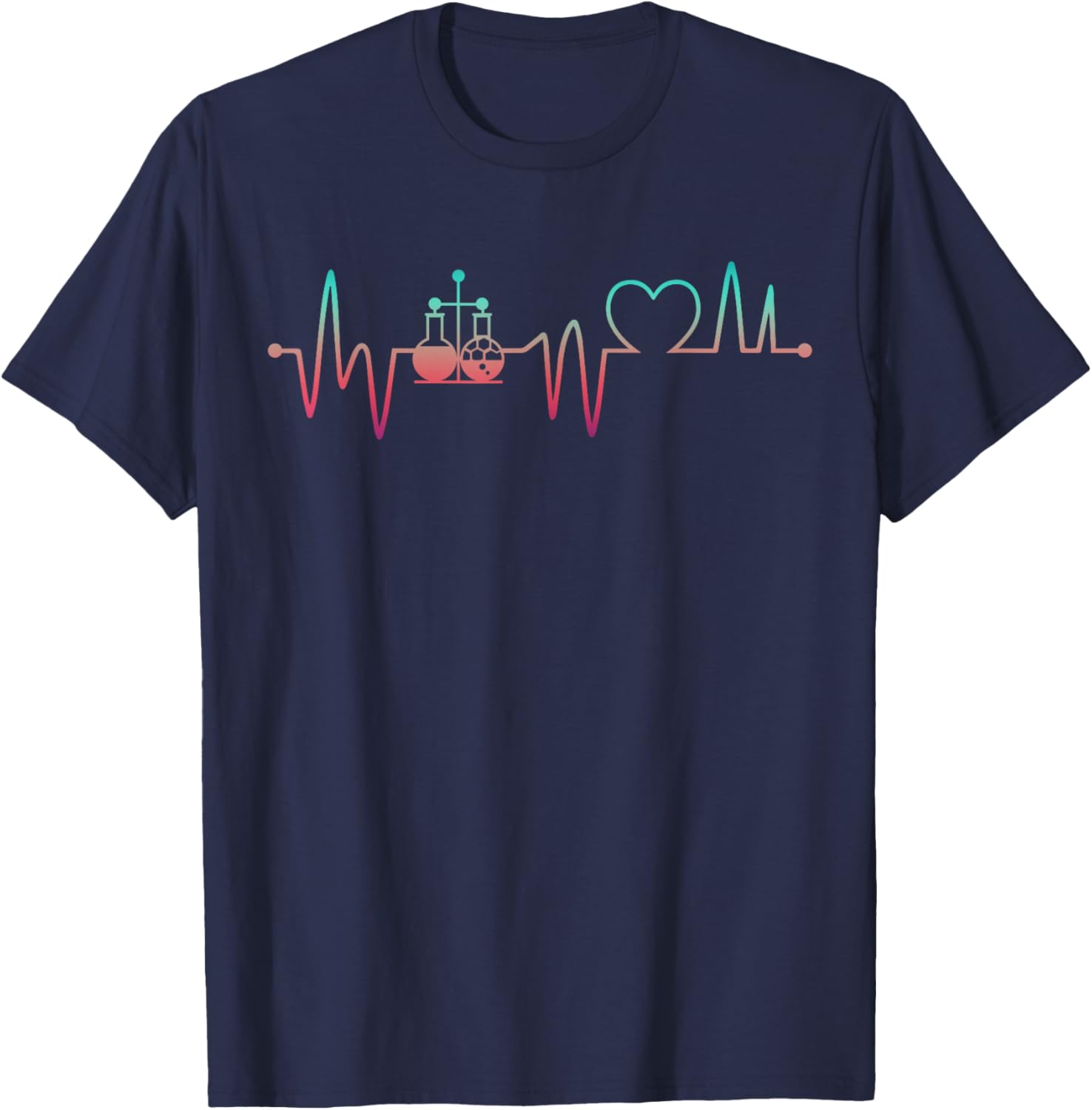 Chemistry Nerd Heartbeat Science Geek Lover Teacher Chemist T-Shirt - T-Shirt | Navy