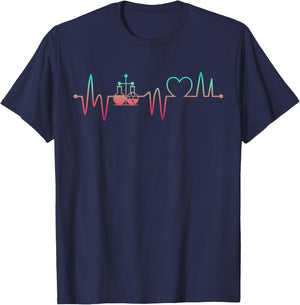 Chemistry Nerd Heartbeat Science Geek Lover Teacher Chemist T-Shirt - T-Shirt | Navy