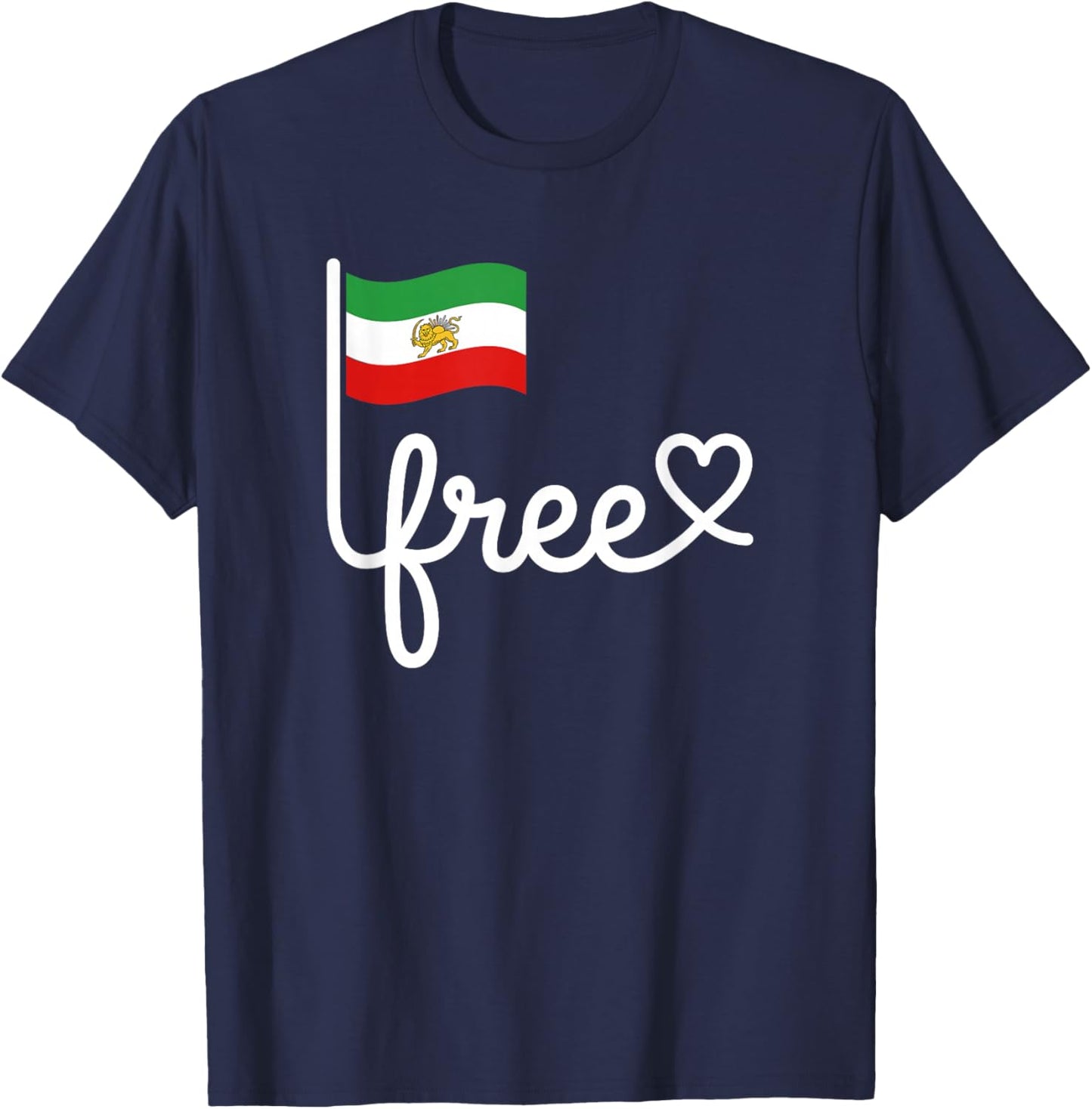 Free Iran T Iranian Flag Lion T-Shirt - T-Shirt | Navy