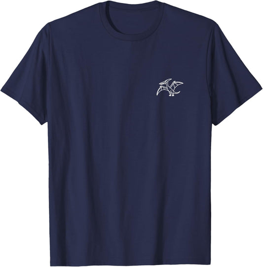 Pterodactyl Minimalist Badge Patch Line Art Dinosaur T-Shirt - T-Shirt | Navy