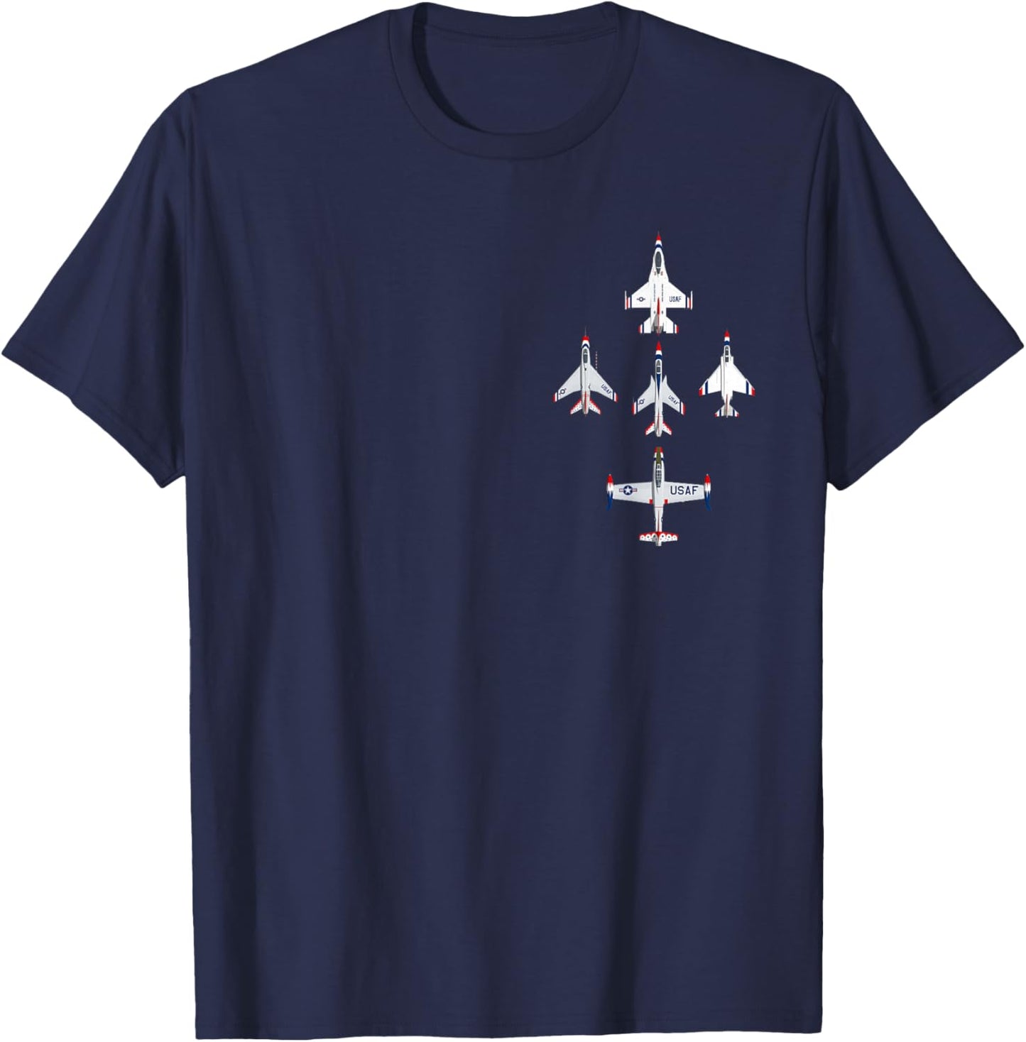 USAF Thunderbirds F16 57th Wing Vintage Airshow Gift (Back) T-Shirt - T-Shirt | Navy