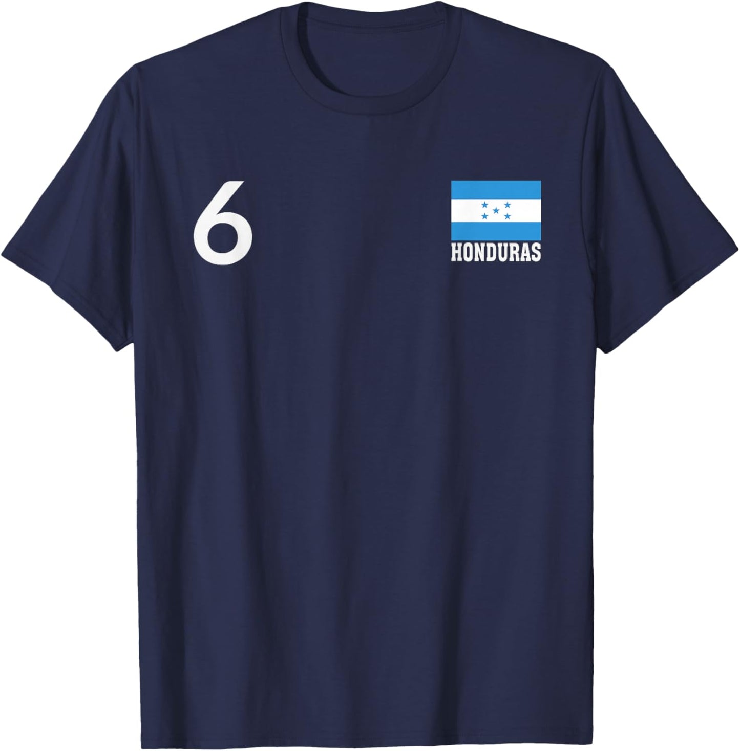 Honduras Number 6 National Flag Country Heritage T-Shirt - T-Shirt | Navy