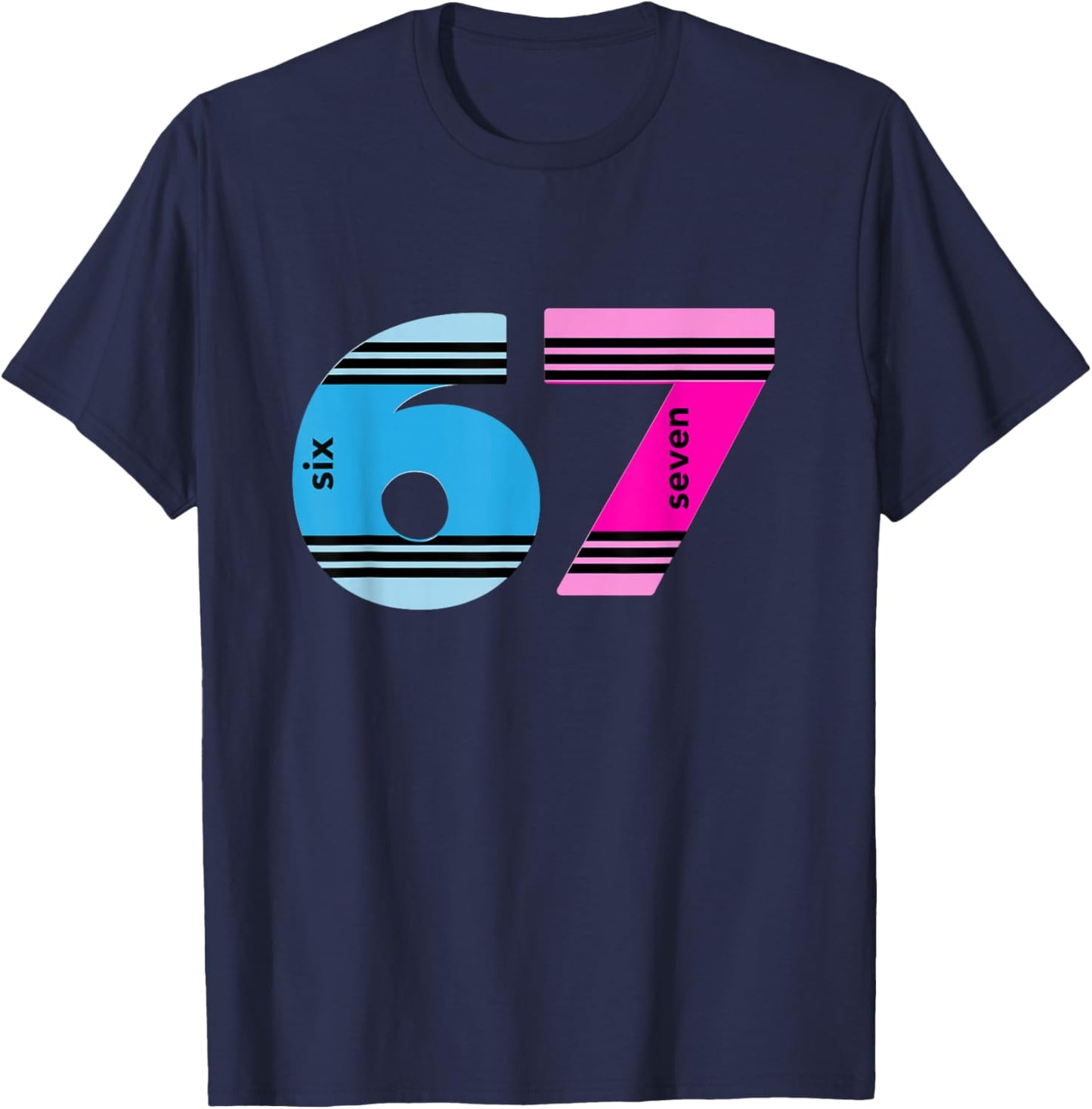 67 Crayon Design - Cool Baseball Crayon 6 7 Funny 67 T-Shirt - T-Shirt | Navy