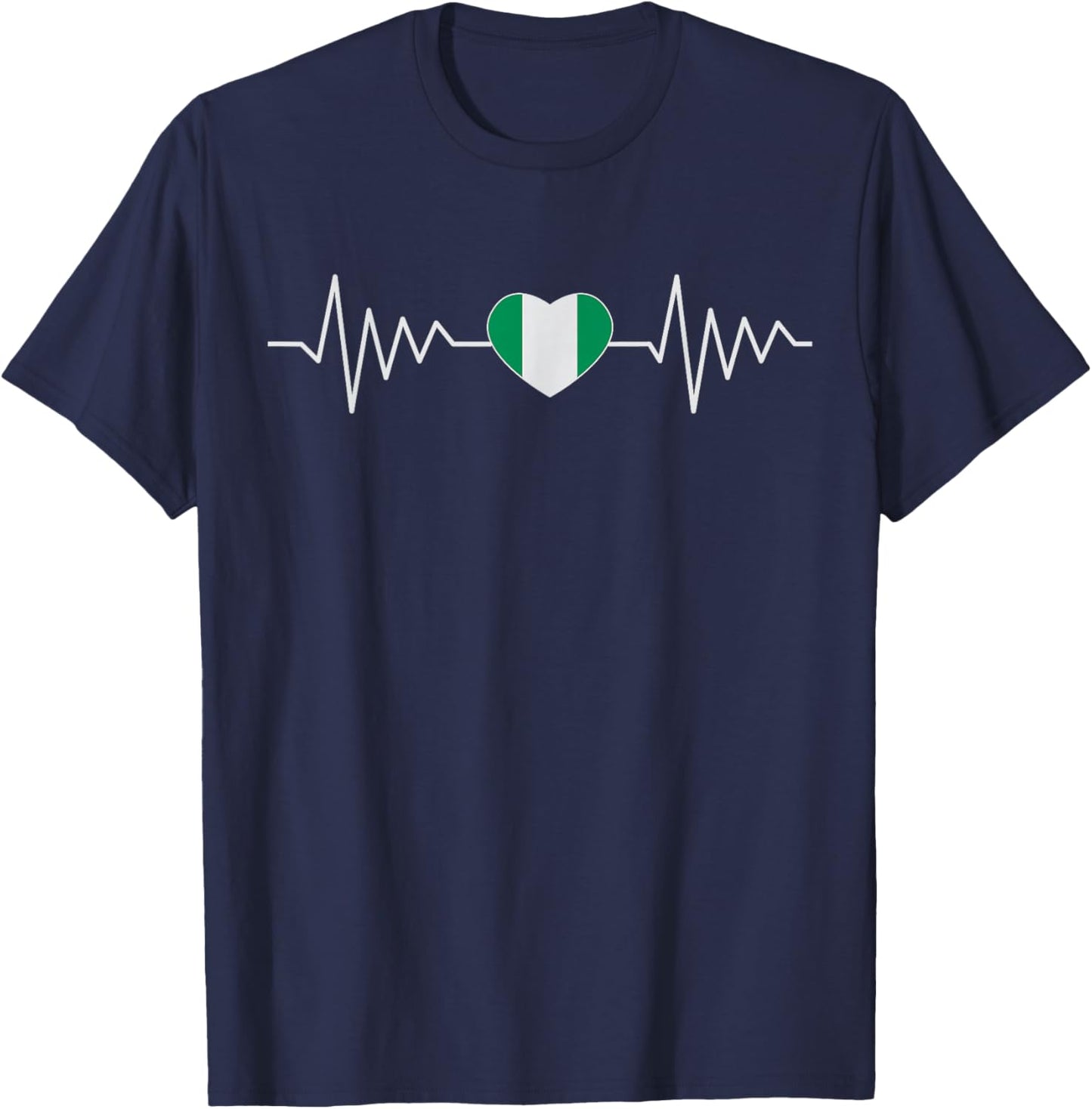 Nigeria Proud Heritage Heart National Nigerian Flag Roots T-Shirt - T-Shirt | Navy
