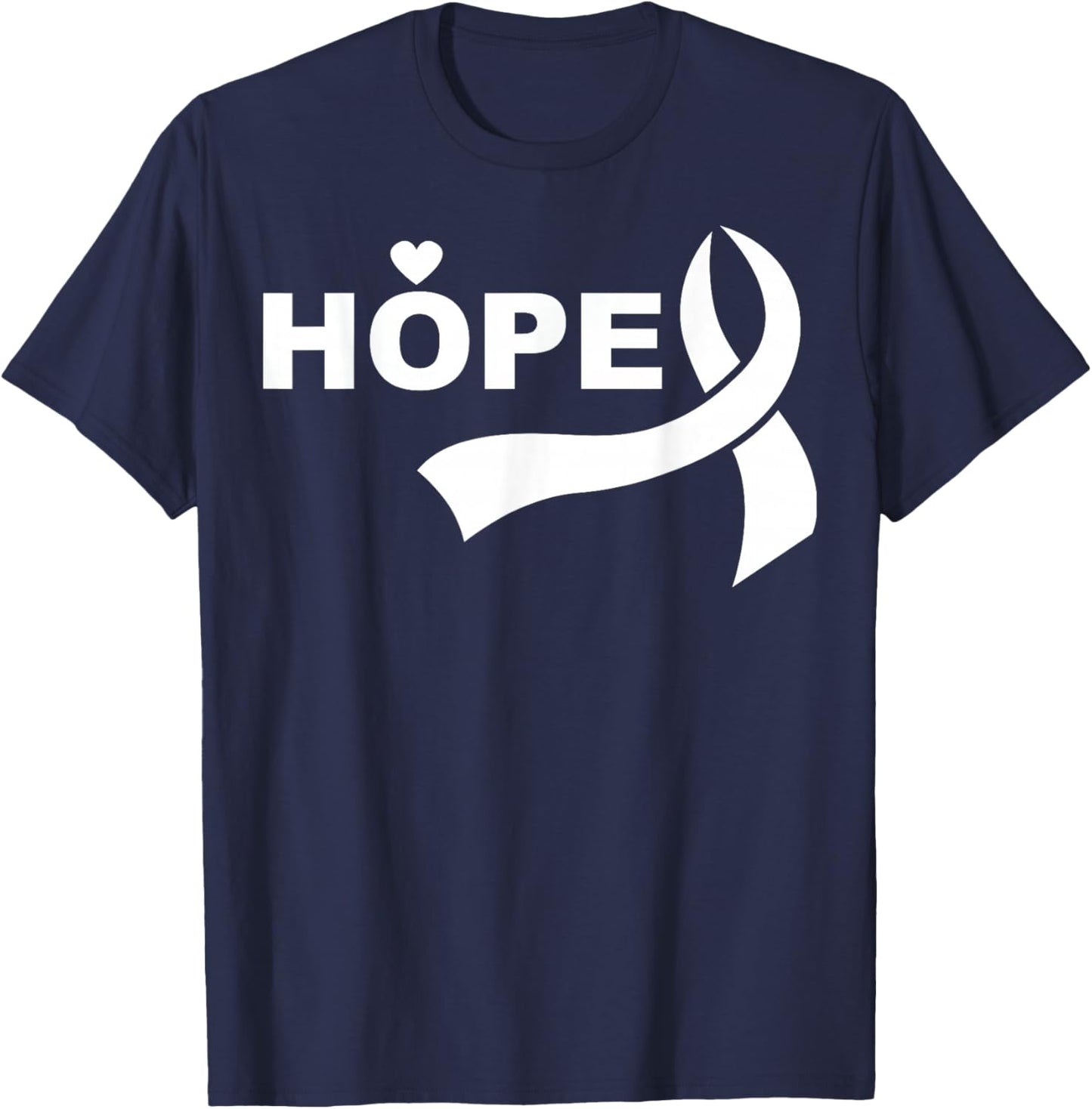 Hope Lung Cancer Month Awareness White Ribbon Support T-Shirt - T-Shirt | Navy