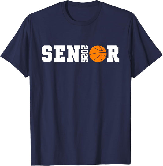 Graduate Senior Class of 2026 Basketball Player Graduation T-Shirt - T-Shirt | Navy
