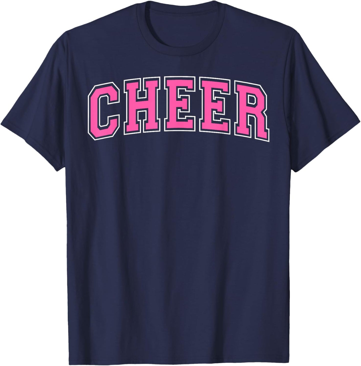 Cheer Varsity Pink and White Cheerleader Cheerleading T-Shirt - T-Shirt | Navy