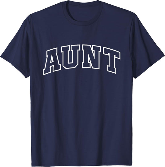 Aunt Funny Athletic Lettering Mother's Day Sister T-Shirt - T-Shirt | Navy