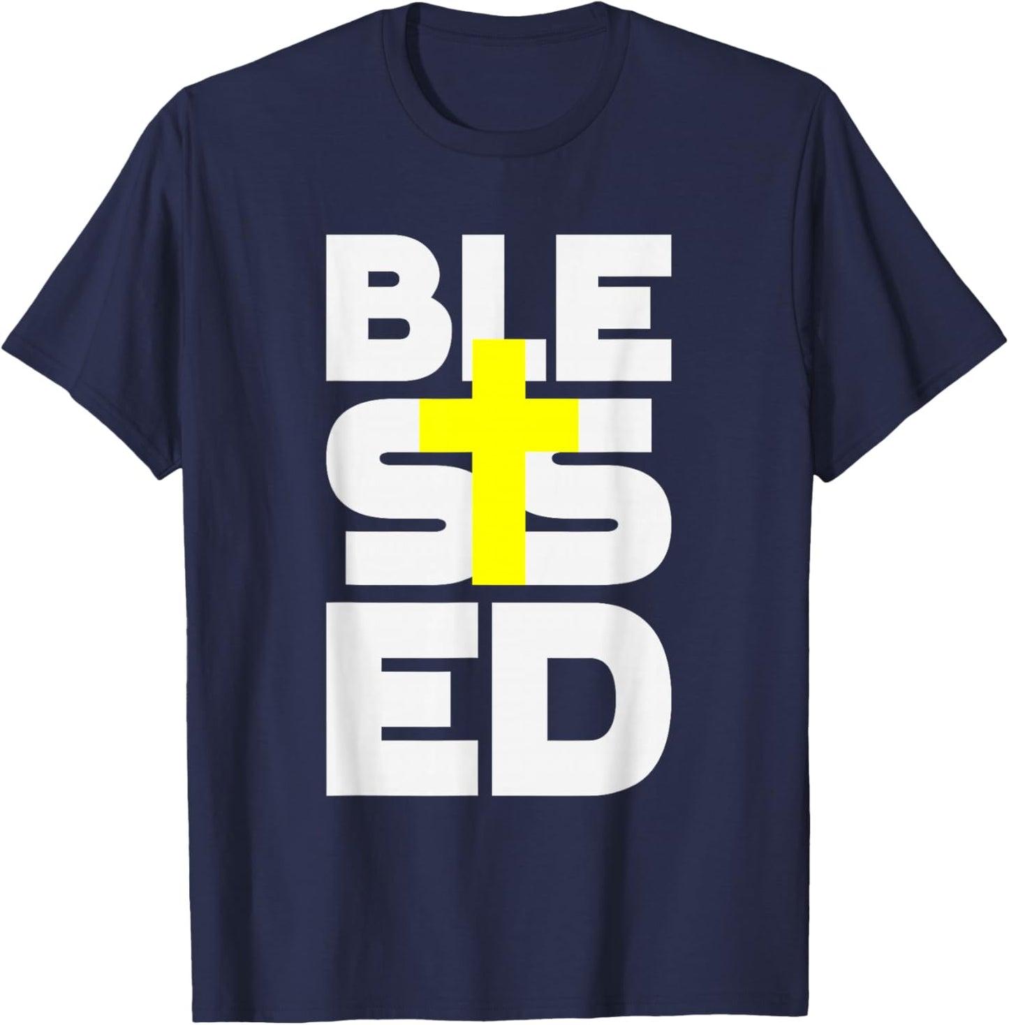 Blessed Cross Christian Faith Religious Design Women Men Kid T-Shirt - T-Shirt | Navy