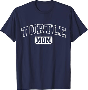 Turtle Mom Funny Athletic Lettering Pet Owner Mama T-Shirt - T-Shirt | Navy