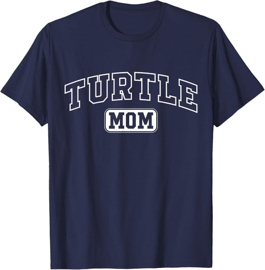 Turtle Mom Funny Athletic Lettering Pet Owner Mama T-Shirt - T-Shirt | Navy