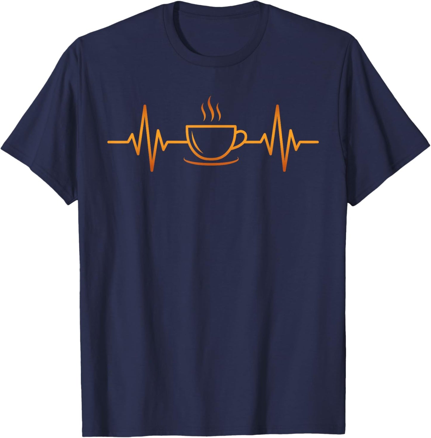 Funny Heartbeat Coffee Cup Frequency Coffee Lover T-Shirt - T-Shirt | Navy