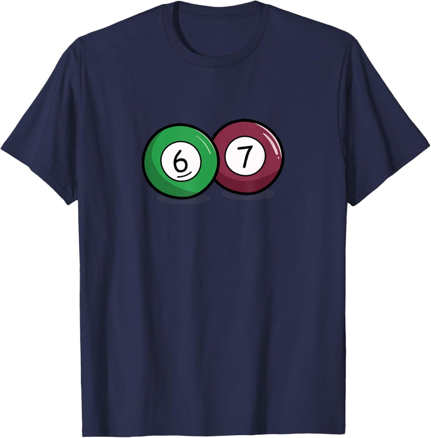 Funny 6 7 Meme Pool Billiard Balls T-Shirt - T-Shirt | Navy