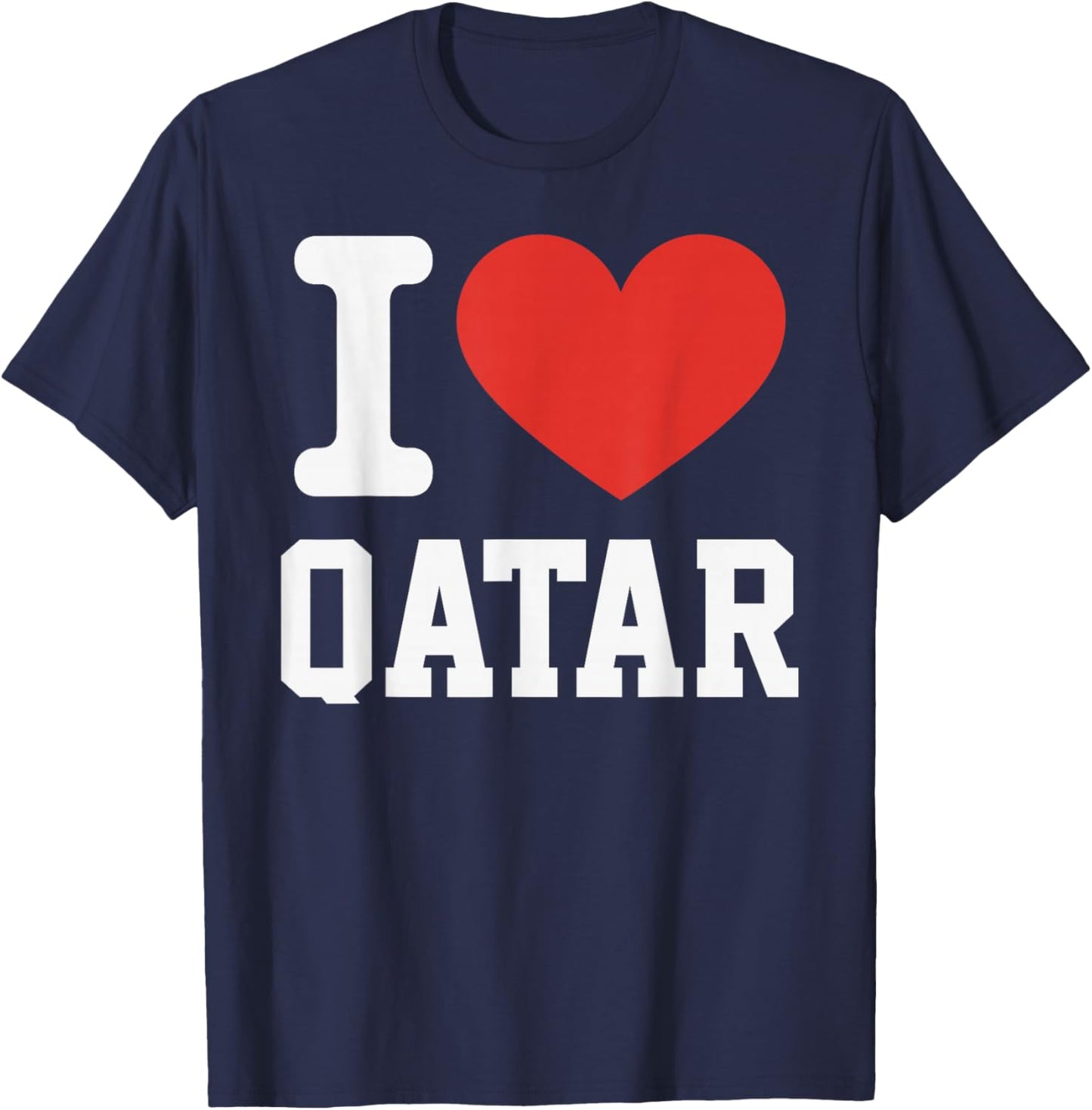 I Love Qatar Heart Souvenir Lovers Pride Travel T-Shirt - T-Shirt | Navy