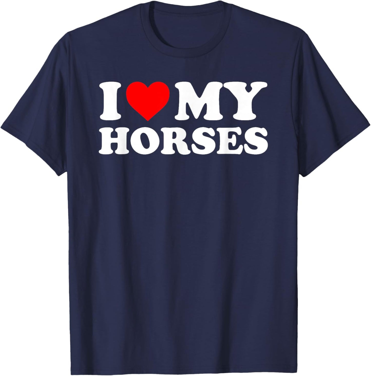 I Love My Horses - Red Heart T-Shirt - T-Shirt | Navy