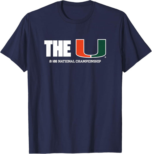 Miami 2025-26 CFP National Championship The U (Black) T-Shirt - T-Shirt | Navy