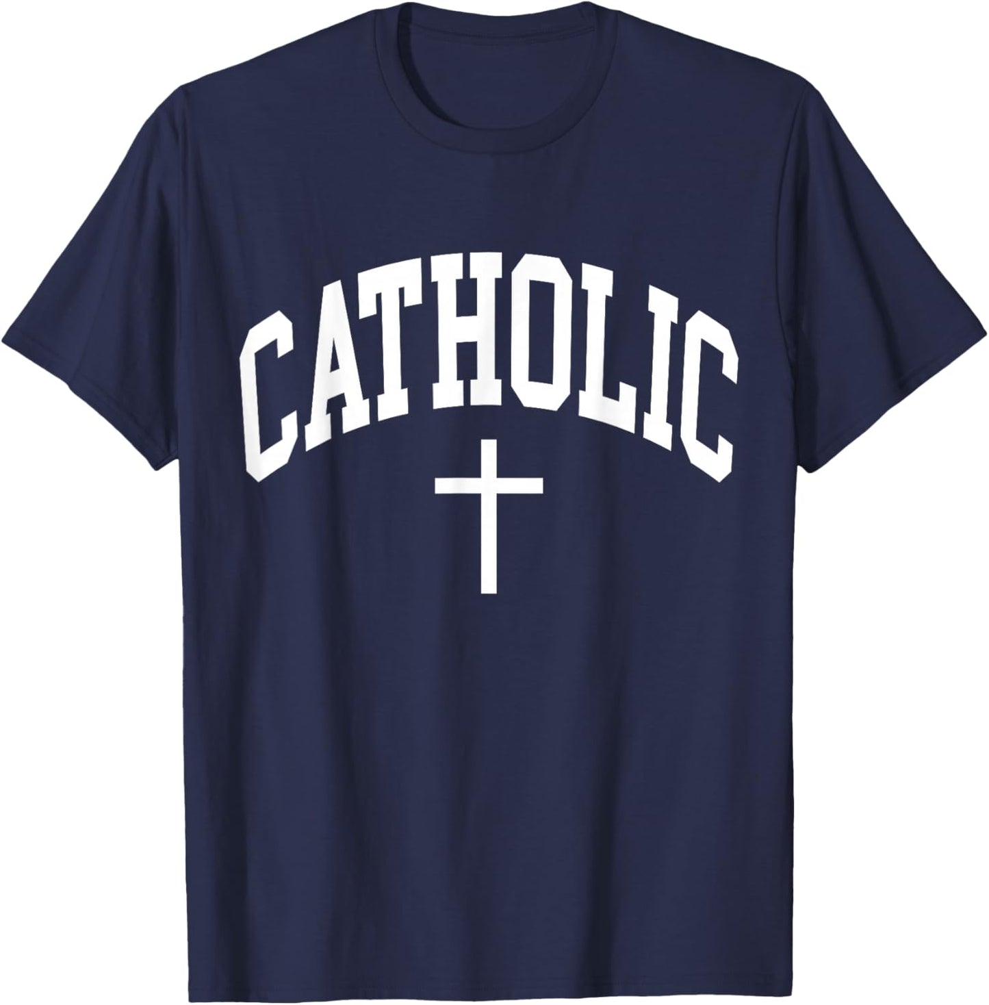 Catholic Christian Religious Cross Faith Believe Graphic T-Shirt - T-Shirt | Navy