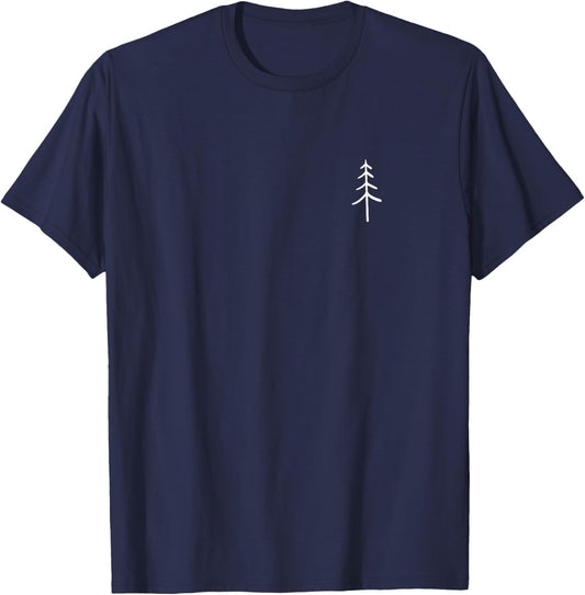 Small Tree Minimalist Camping Nature Forest Outdoor Lover T-Shirt - T-Shirt | Navy