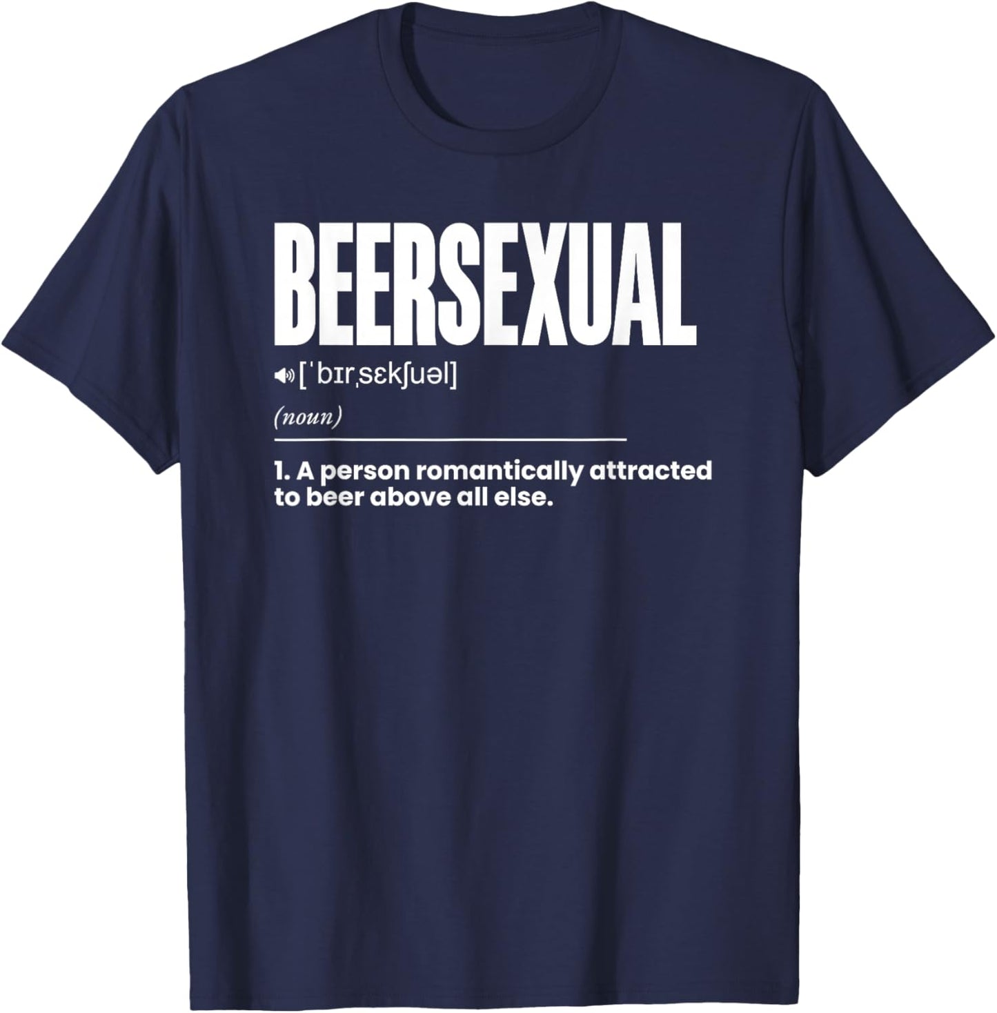 Beersexual Definition Funny Drinking T-Shirt - T-Shirt | Navy