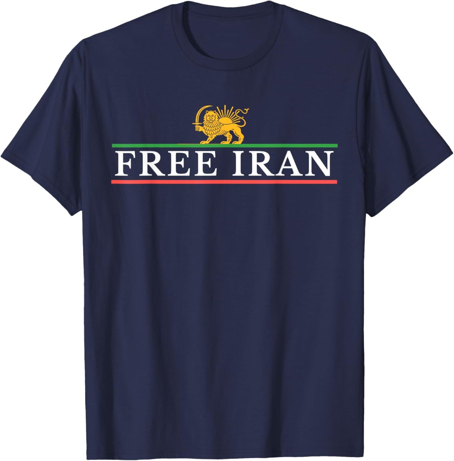 Persian Flag Lion and Sun Free Iran T-Shirt - T-Shirt | Navy